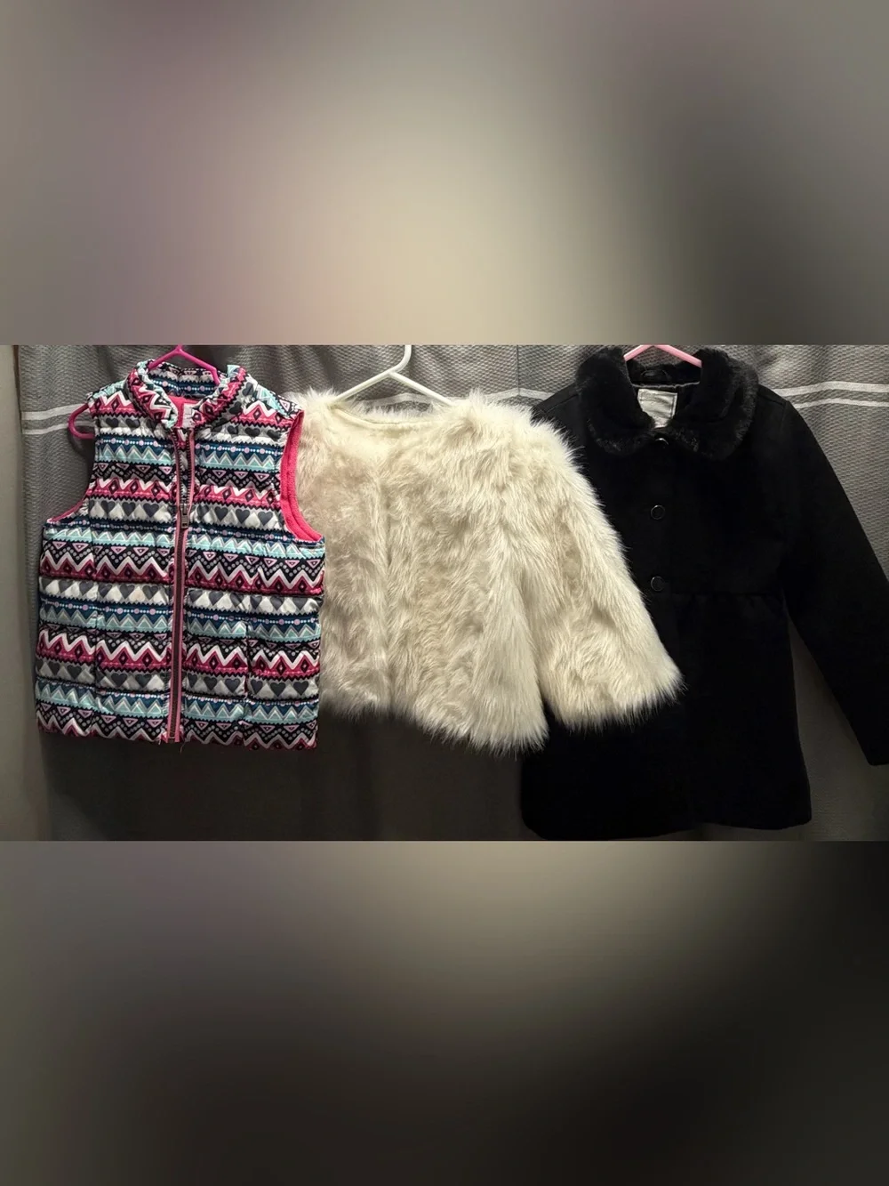 Gymboree Vest Faux Fur Cropped Black Peacoat Size S 5-6